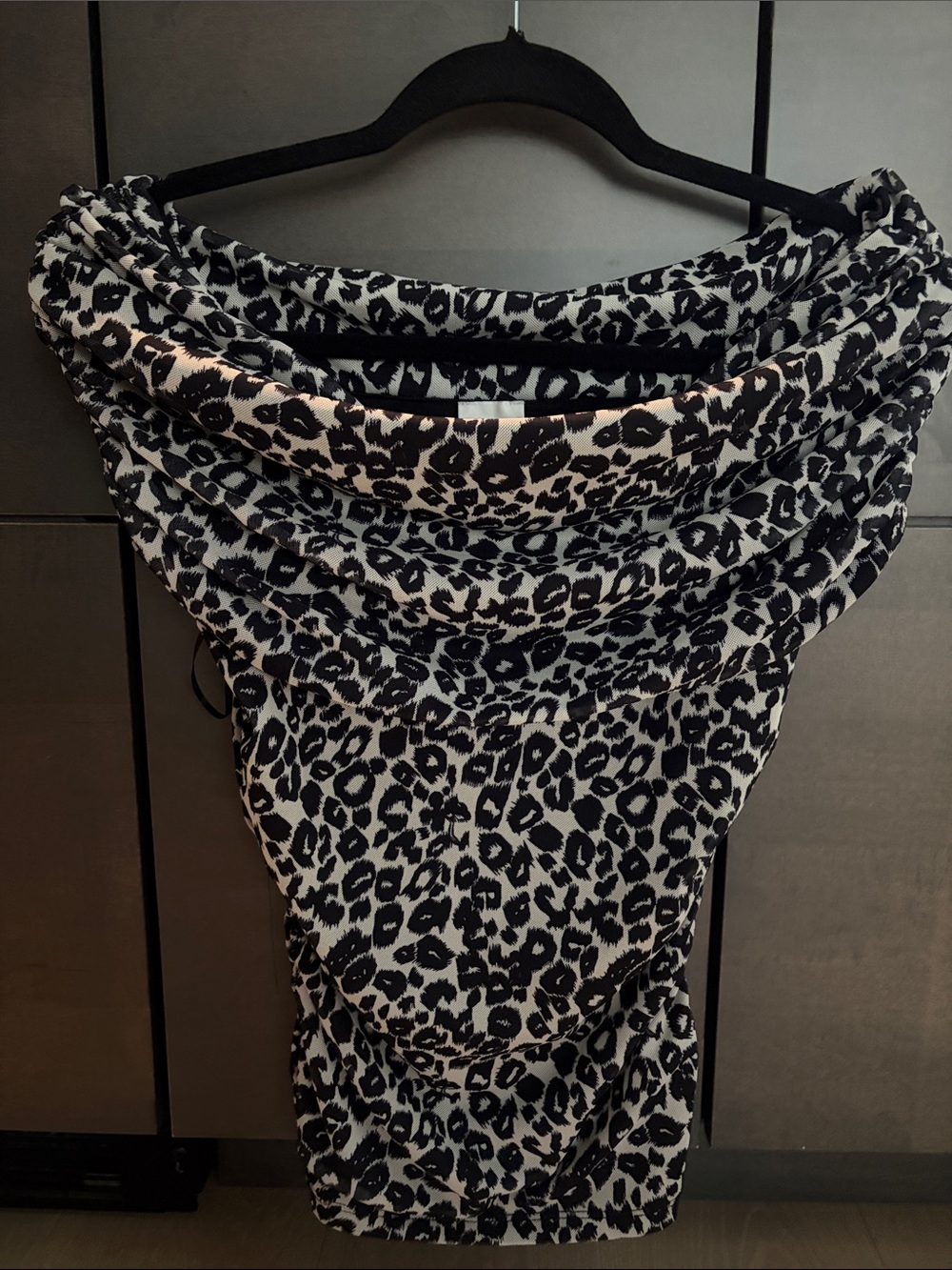 Maeve Black & Cream Leopard Print Strapless Top